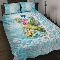 Saipan CMNI Quilt Bed Set Polynesian Northern Mariana Islands Fruit Dove Watercolor TS04 Blue White - Polynesian Pride