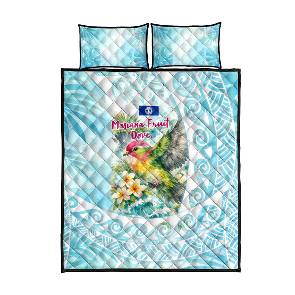 Saipan CMNI Quilt Bed Set Polynesian Northern Mariana Islands Fruit Dove Watercolor TS04 - Polynesian Pride