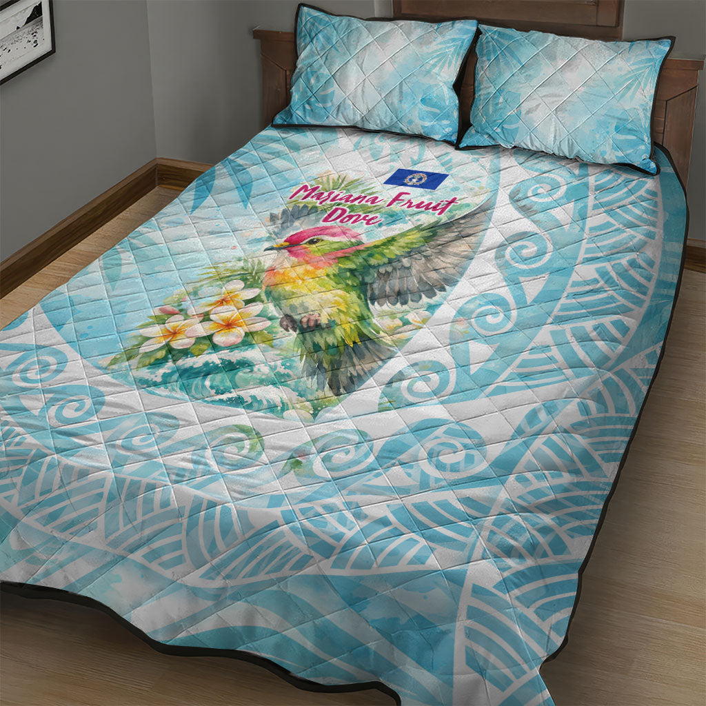 Saipan CMNI Quilt Bed Set Polynesian Northern Mariana Islands Fruit Dove Watercolor TS04 - Polynesian Pride