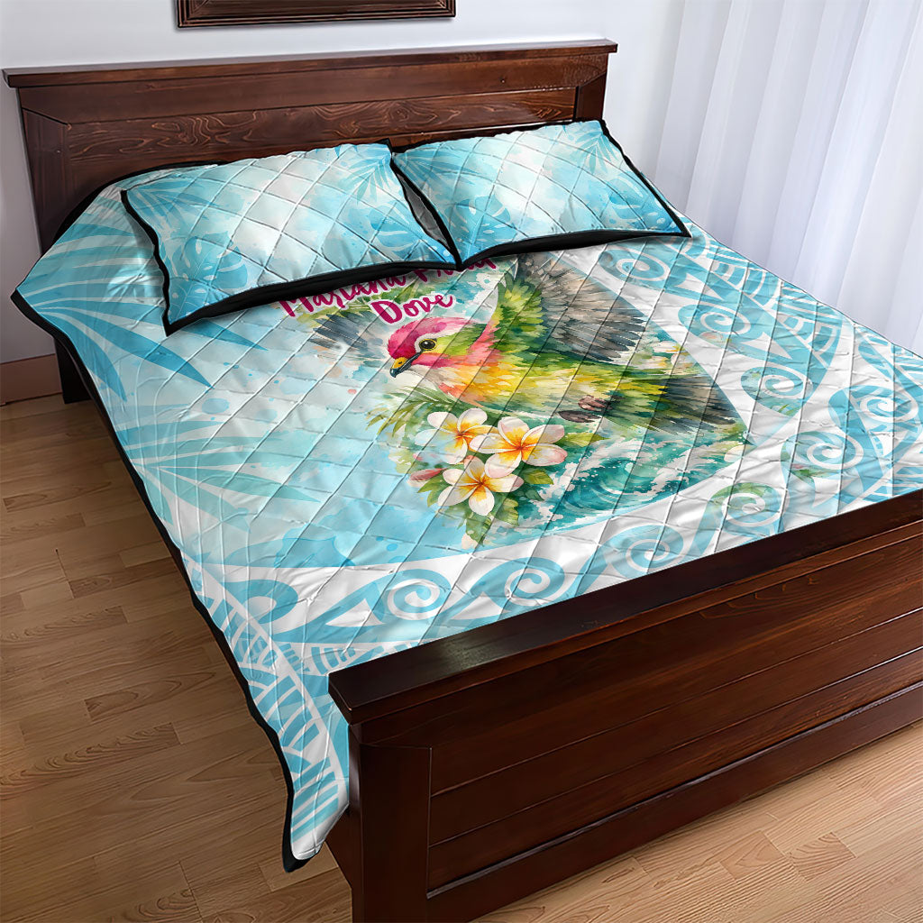 Saipan CMNI Quilt Bed Set Polynesian Northern Mariana Islands Fruit Dove Watercolor TS04 - Polynesian Pride