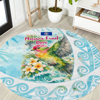 Saipan CMNI Round Carpet Polynesian Northern Mariana Islands Fruit Dove Watercolor