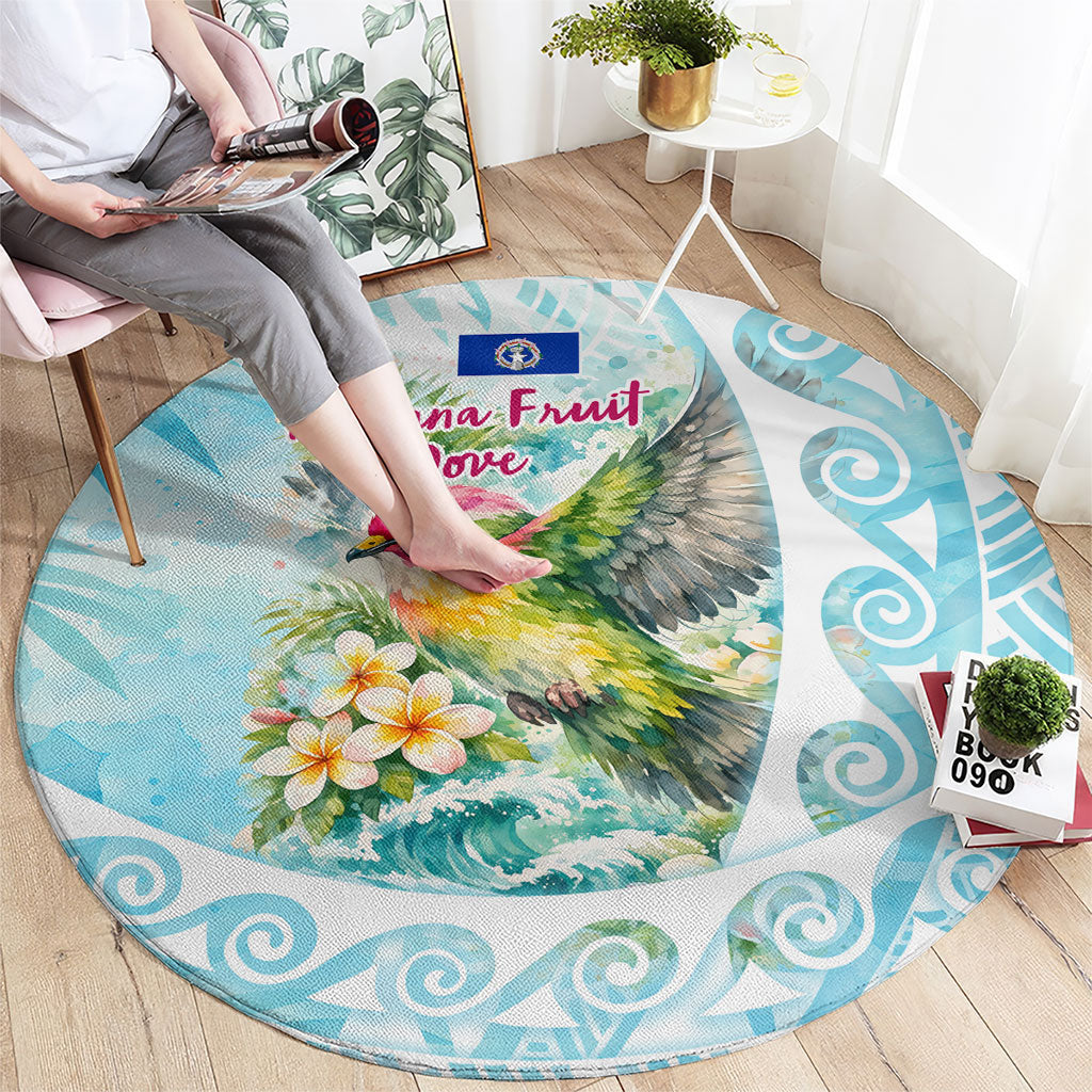 Saipan CMNI Round Carpet Polynesian Northern Mariana Islands Fruit Dove Watercolor