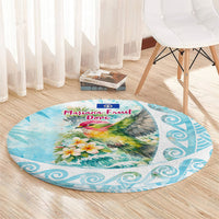 Saipan CMNI Round Carpet Polynesian Northern Mariana Islands Fruit Dove Watercolor