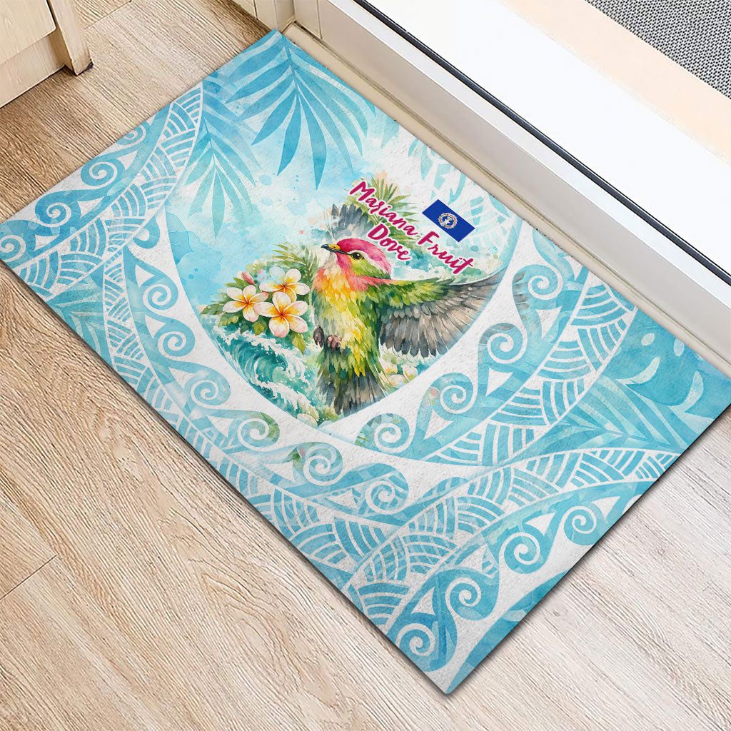 Saipan CMNI Rubber Doormat Polynesian Northern Mariana Islands Fruit Dove Watercolor TS04 - Polynesian Pride