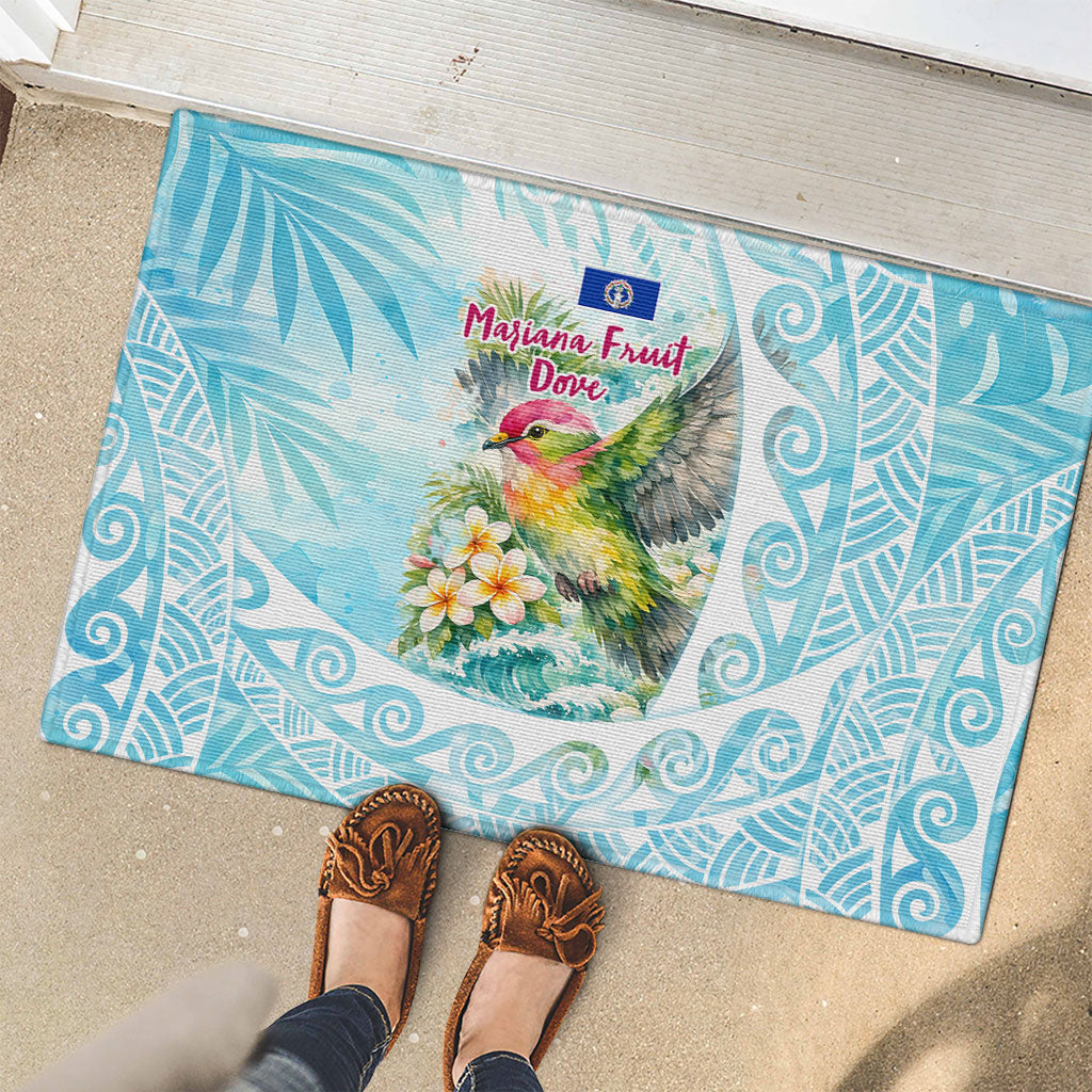 Saipan CMNI Rubber Doormat Polynesian Northern Mariana Islands Fruit Dove Watercolor TS04 - Polynesian Pride