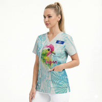 Saipan CMNI Scrub Top Polynesian Northern Mariana Islands Fruit Dove Watercolor
