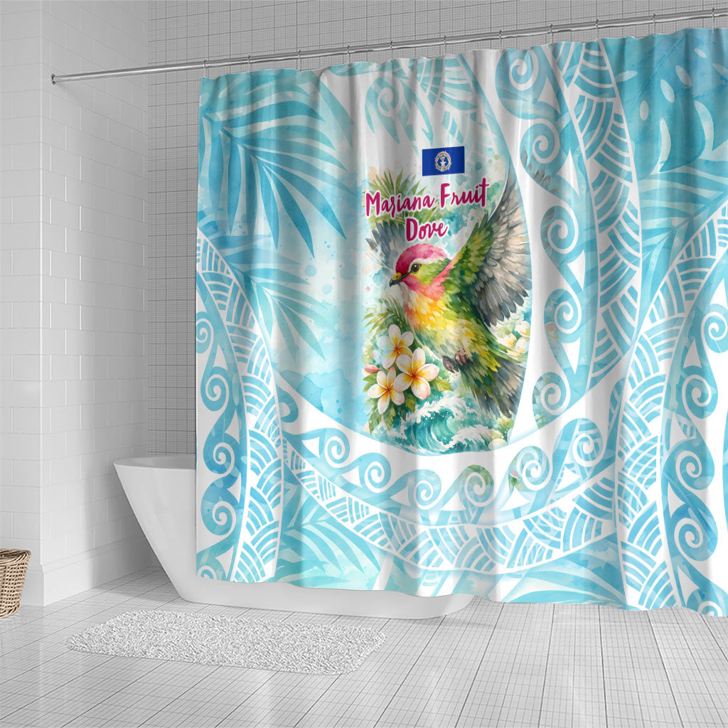Saipan CMNI Shower Curtain Polynesian Northern Mariana Islands Fruit Dove Watercolor TS04 - Polynesian Pride