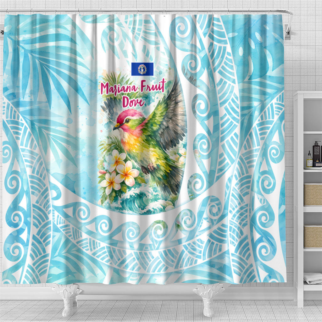 Saipan CMNI Shower Curtain Polynesian Northern Mariana Islands Fruit Dove Watercolor TS04 - Polynesian Pride