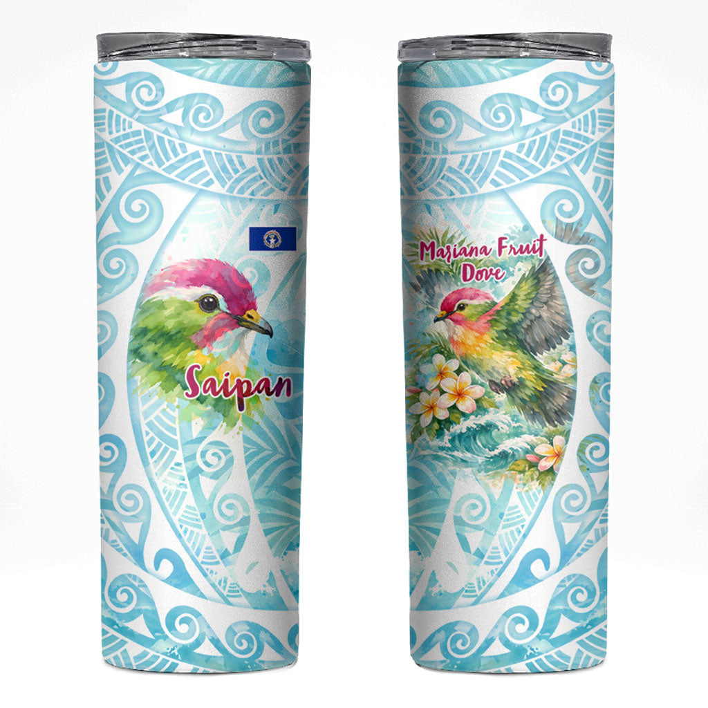 Saipan CMNI Skinny Tumbler Polynesian Northern Mariana Islands Fruit Dove Watercolor