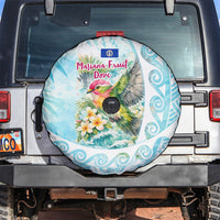 Saipan CMNI Spare Tire Cover Polynesian Northern Mariana Islands Fruit Dove Watercolor TS04 Blue White - Polynesian Pride