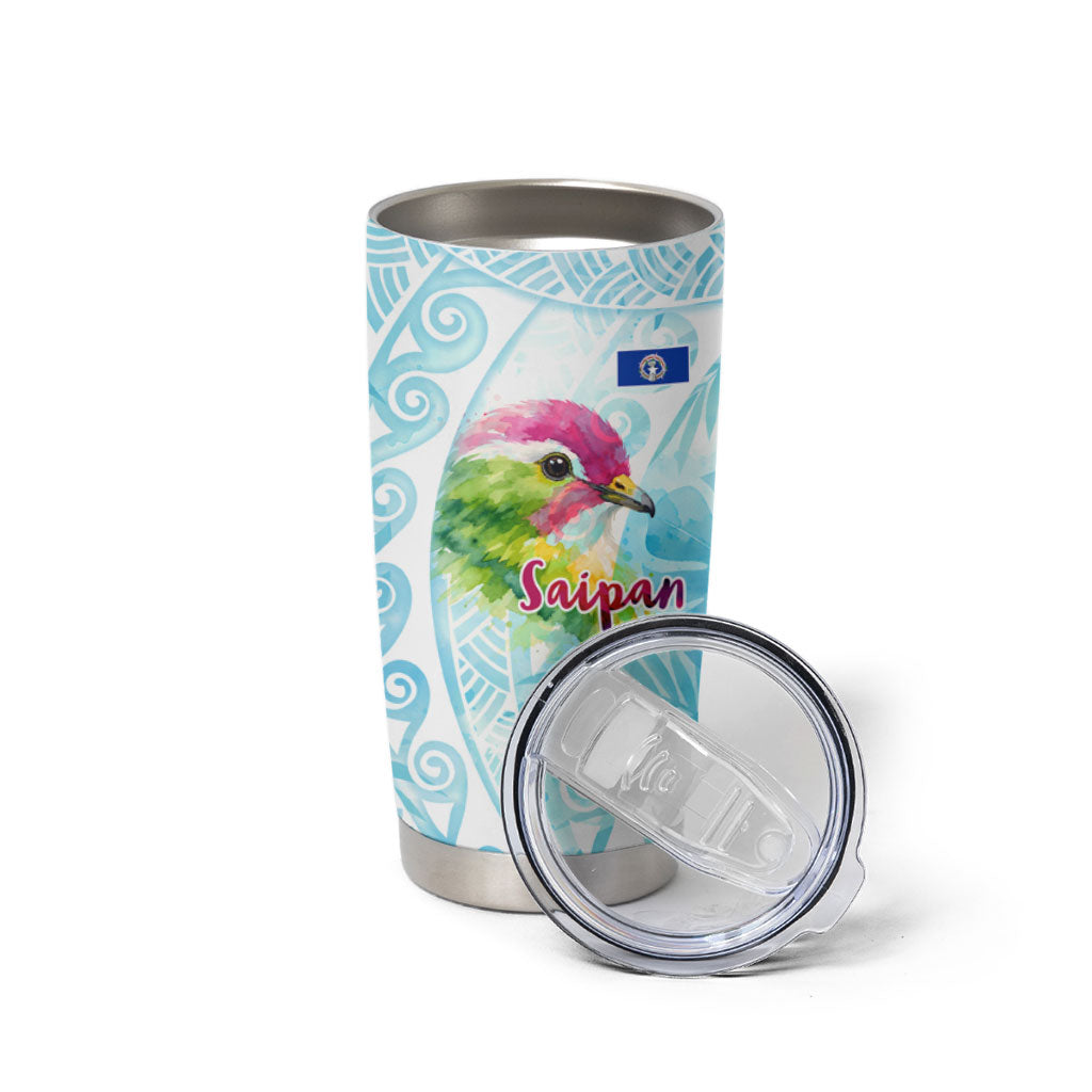 Saipan CMNI Tumbler Cup Polynesian Northern Mariana Islands Fruit Dove Watercolor TS04 - Polynesian Pride