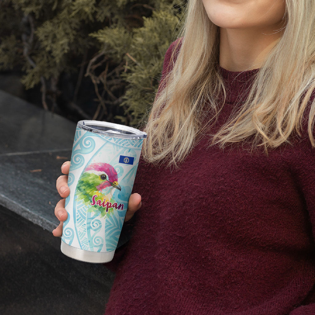 Saipan CMNI Tumbler Cup Polynesian Northern Mariana Islands Fruit Dove Watercolor TS04 - Polynesian Pride