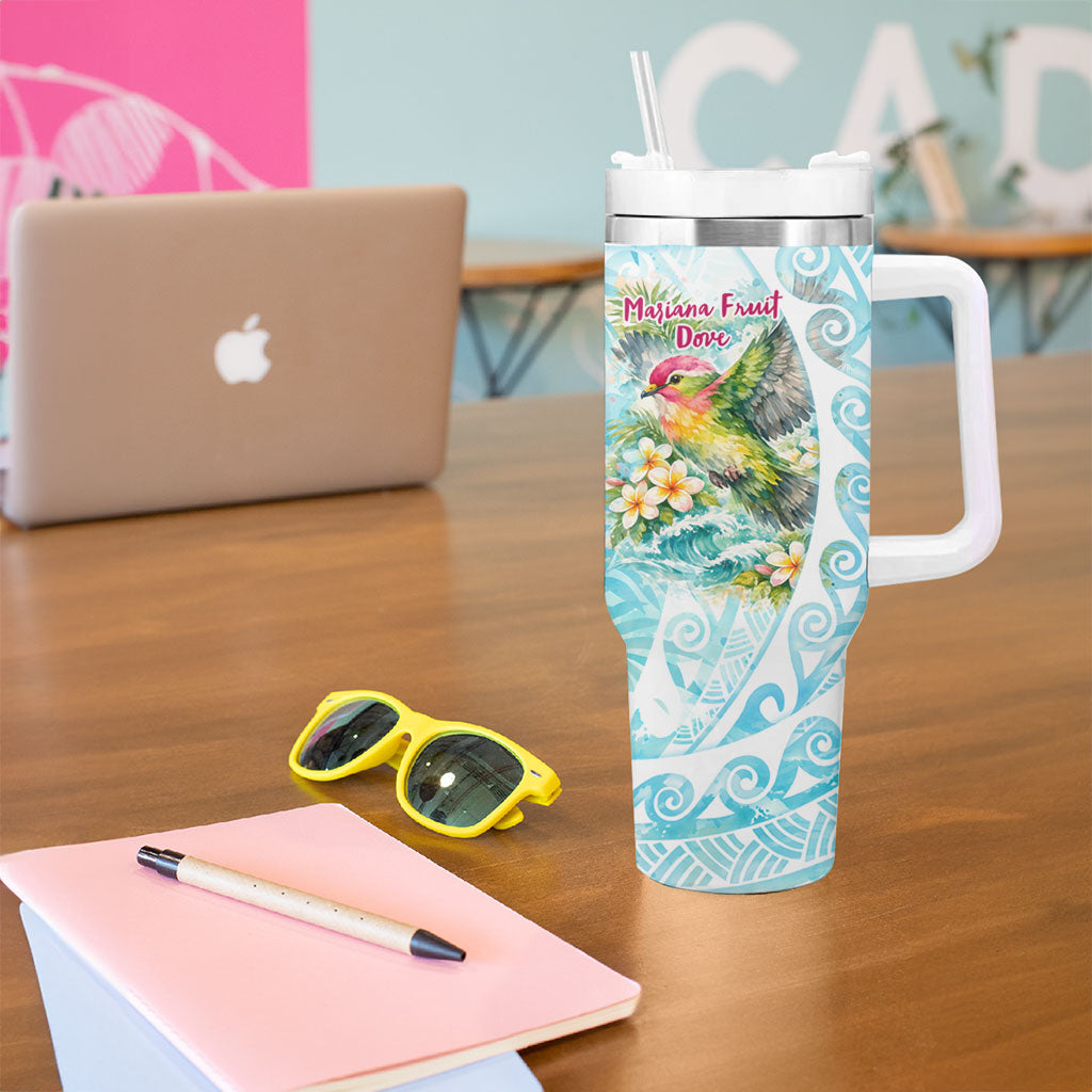 Saipan CMNI Tumbler With Handle Polynesian Northern Mariana Islands Fruit Dove Watercolor TS04 - Polynesian Pride