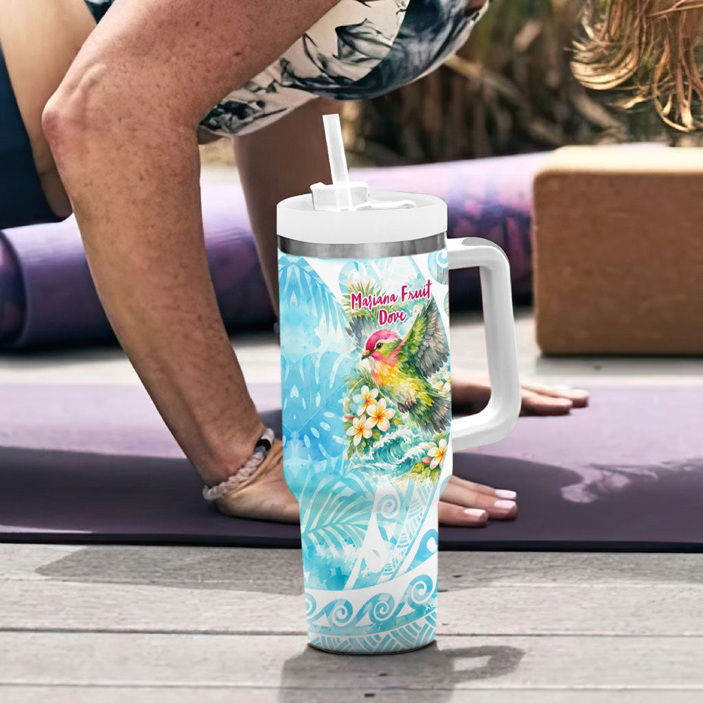 Saipan CMNI Tumbler With Handle Polynesian Northern Mariana Islands Fruit Dove Watercolor TS04 - Polynesian Pride