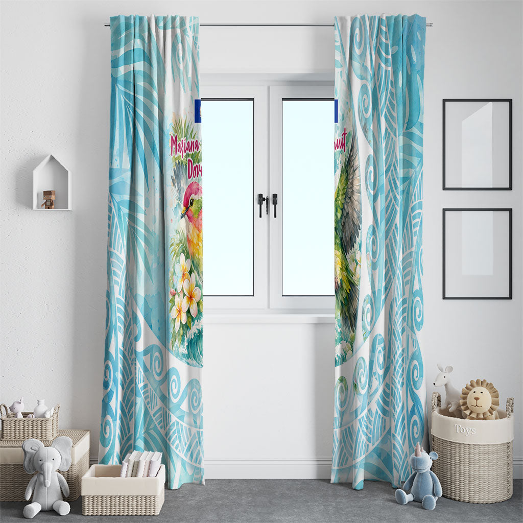 Saipan CMNI Window Curtain Polynesian Northern Mariana Islands Fruit Dove Watercolor TS04 - Polynesian Pride