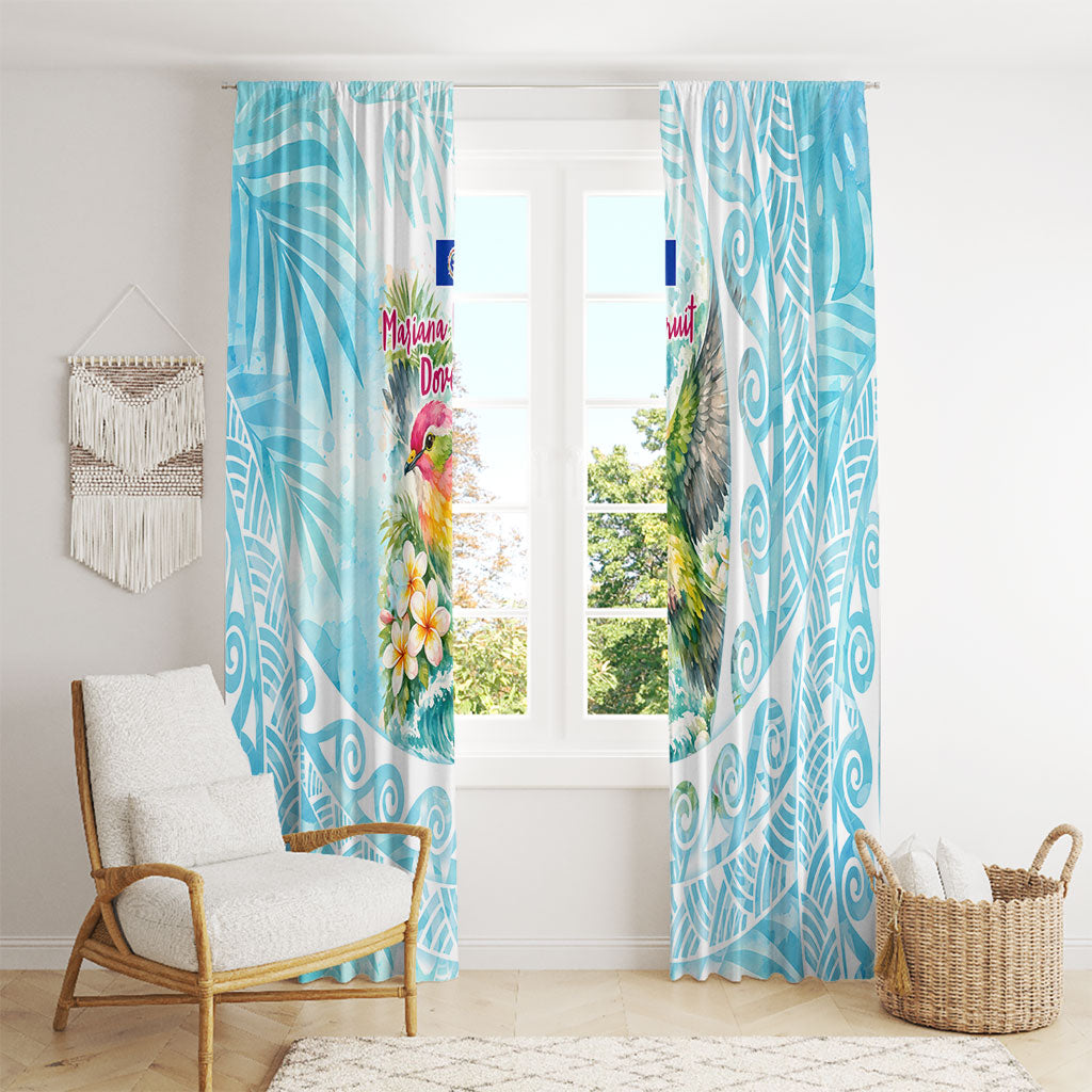Saipan CMNI Window Curtain Polynesian Northern Mariana Islands Fruit Dove Watercolor TS04 - Polynesian Pride
