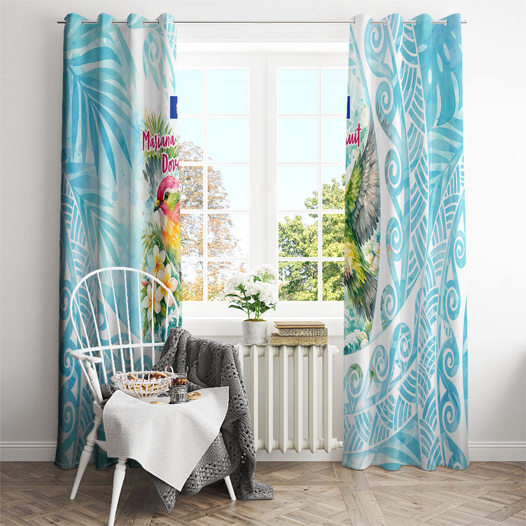 Saipan CMNI Window Curtain Polynesian Northern Mariana Islands Fruit Dove Watercolor TS04 - Polynesian Pride