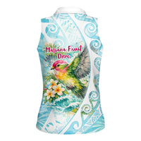 Saipan CMNI Women Sleeveless Polo Shirt Polynesian Northern Mariana Islands Fruit Dove Watercolor