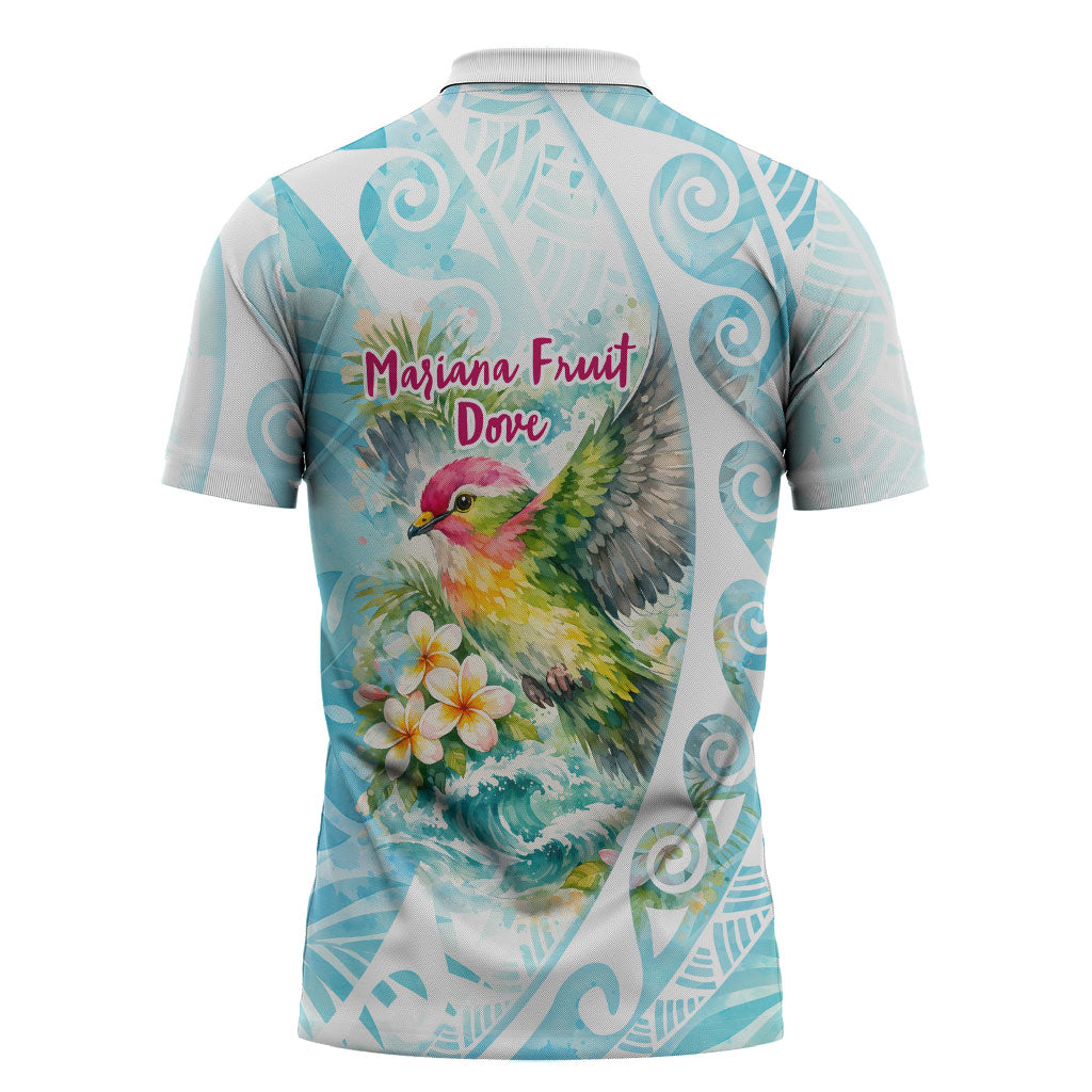 Saipan CMNI Zipper Polo Shirt Polynesian Northern Mariana Islands Fruit Dove Watercolor TS04 - Polynesian Pride