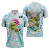 Saipan CMNI Zipper Polo Shirt Polynesian Northern Mariana Islands Fruit Dove Watercolor TS04 - Polynesian Pride