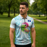 Saipan CMNI Zipper Polo Shirt Polynesian Northern Mariana Islands Fruit Dove Watercolor TS04 - Polynesian Pride