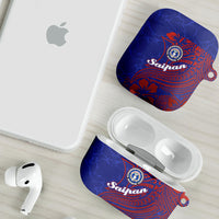 Saipan Northern Mariana Islands AirPods Case Polynesian Tribal Tattoo Art With Hibiscus Flowers And Seal