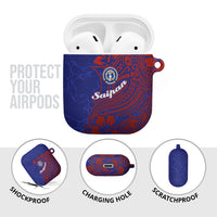 Saipan Northern Mariana Islands AirPods Case Polynesian Tribal Tattoo Art With Hibiscus Flowers And Seal