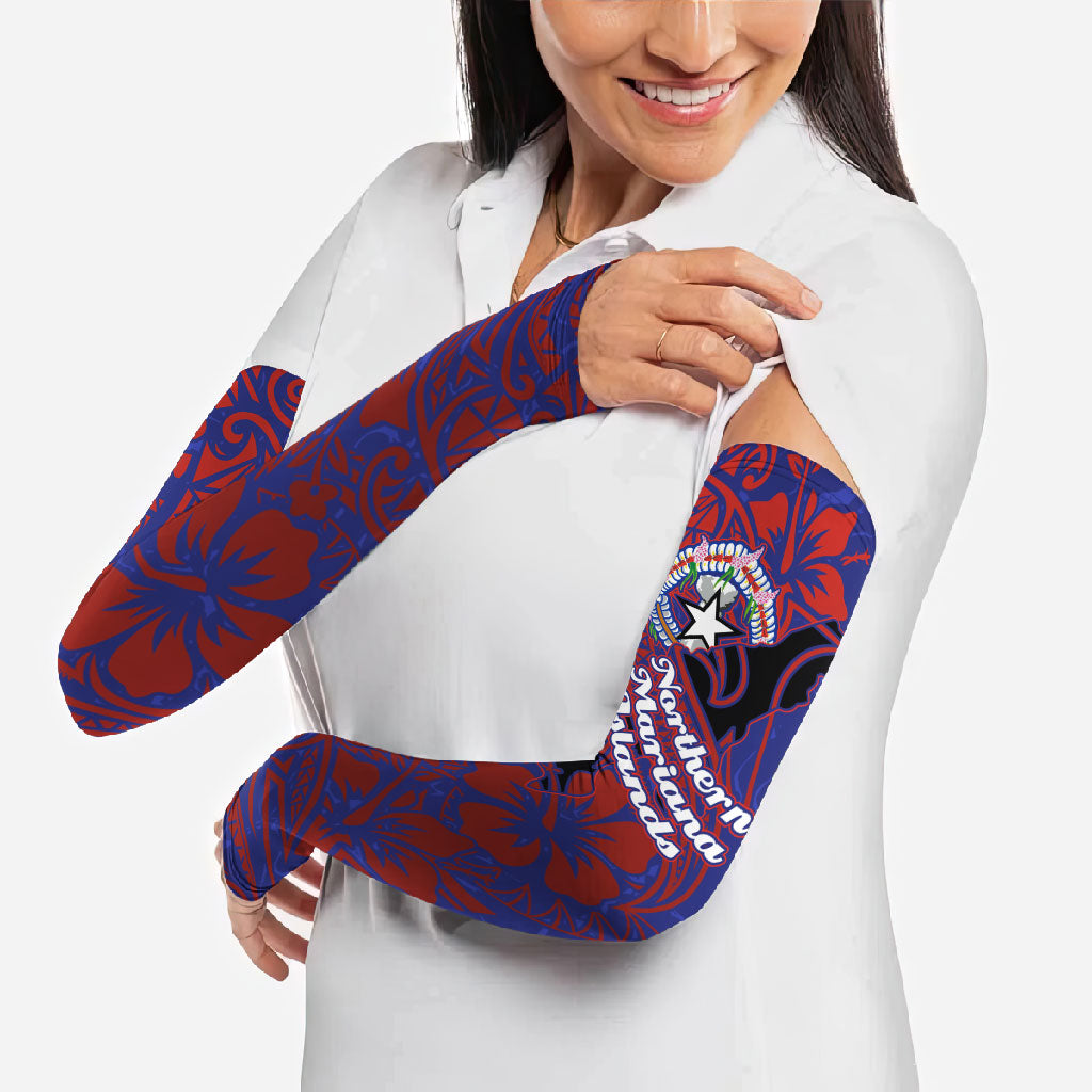 Saipan Northern Mariana Islands Arm Sleeves Polynesian Tribal Tattoo Art With Hibiscus Flowers And Seal