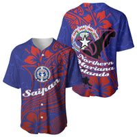 Saipan Northern Mariana Islands Baseball Jersey Polynesian Tribal Tattoo Art With Hibiscus Flowers And Seal