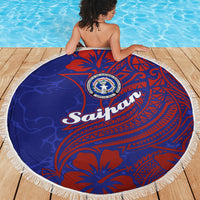 Saipan Northern Mariana Islands Beach Blanket Polynesian Tribal Tattoo Art With Hibiscus Flowers And Seal