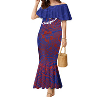 Saipan Northern Mariana Islands Family Matching Mermaid Dress and Hawaiian Shirt Polynesian Tribal Tattoo Art With Hibiscus Flowers And Seal