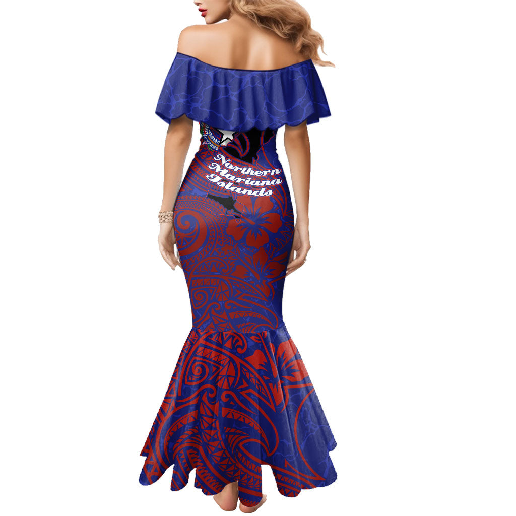 Saipan Northern Mariana Islands Family Matching Mermaid Dress and Hawaiian Shirt Polynesian Tribal Tattoo Art With Hibiscus Flowers And Seal