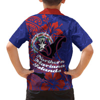Saipan Northern Mariana Islands Family Matching Off Shoulder Short Dress and Hawaiian Shirt Polynesian Tribal Tattoo Art With Hibiscus Flowers And Seal