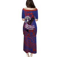 Saipan Northern Mariana Islands Family Matching Puletasi and Hawaiian Shirt Polynesian Tribal Tattoo Art With Hibiscus Flowers And Seal