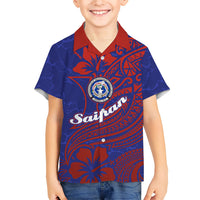 Saipan Northern Mariana Islands Family Matching Summer Maxi Dress and Hawaiian Shirt Polynesian Tribal Tattoo Art With Hibiscus Flowers And Seal