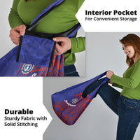 Saipan Northern Mariana Islands Grocery Bag Polynesian Tribal Tattoo Art With Hibiscus Flowers And Seal