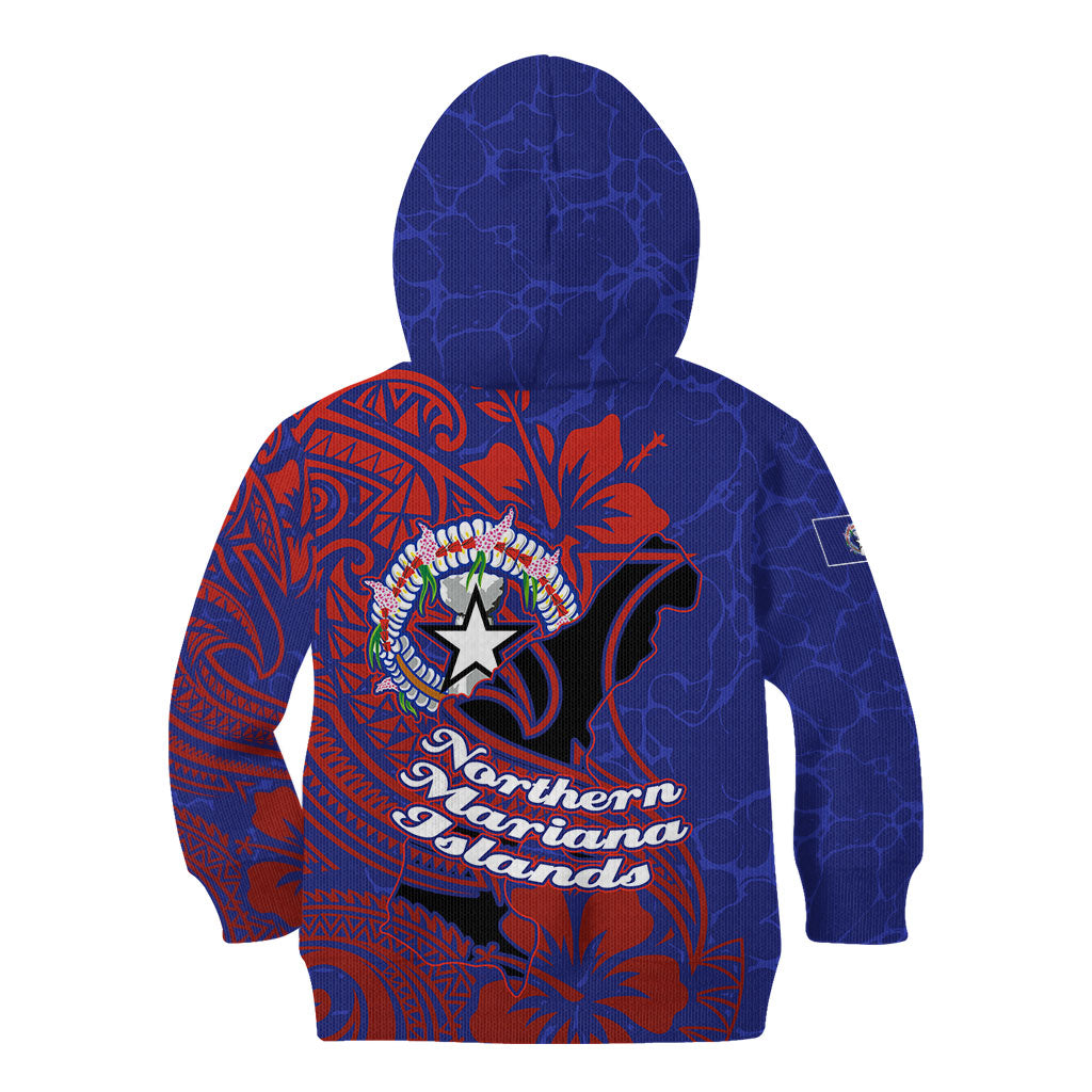 Saipan Northern Mariana Islands Kid Hoodie Polynesian Tribal Tattoo Art With Hibiscus Flowers And Seal