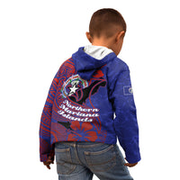 Saipan Northern Mariana Islands Kid Hoodie Polynesian Tribal Tattoo Art With Hibiscus Flowers And Seal