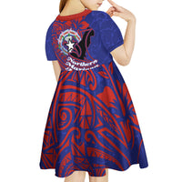 Saipan Northern Mariana Islands Kid Short Sleeve Dress Polynesian Tribal Tattoo Art With Hibiscus Flowers And Seal