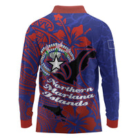 Saipan Northern Mariana Islands Long Sleeve Polo Shirt Polynesian Tribal Tattoo Art With Hibiscus Flowers And Seal