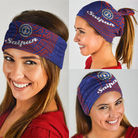 Saipan Northern Mariana Islands Neck Gaiter Polynesian Tribal Tattoo Art With Hibiscus Flowers And Seal