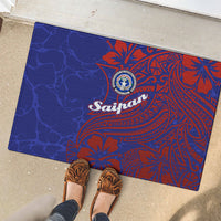 Saipan Northern Mariana Islands Rubber Doormat Polynesian Tribal Tattoo Art With Hibiscus Flowers And Seal