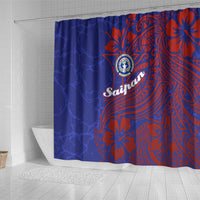 Saipan Northern Mariana Islands Shower Curtain Polynesian Tribal Tattoo Art With Hibiscus Flowers And Seal