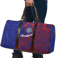 Saipan Northern Mariana Islands Travel Bag Polynesian Tribal Tattoo Art With Hibiscus Flowers And Seal