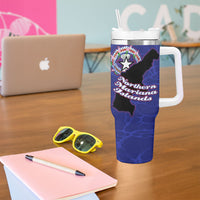 Saipan Northern Mariana Islands Tumbler With Handle Polynesian Tribal Tattoo Art With Hibiscus Flowers And Seal