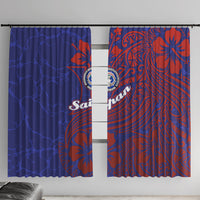 Saipan Northern Mariana Islands Window Curtain Polynesian Tribal Tattoo Art With Hibiscus Flowers And Seal