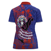 Saipan Northern Mariana Islands Women Polo Shirt Polynesian Tribal Tattoo Art With Hibiscus Flowers And Seal