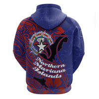 Saipan Northern Mariana Islands Zip Hoodie Polynesian Tribal Tattoo Art With Hibiscus Flowers And Seal