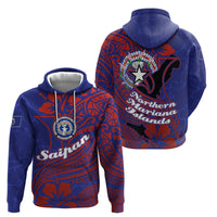 Saipan Northern Mariana Islands Zip Hoodie Polynesian Tribal Tattoo Art With Hibiscus Flowers And Seal