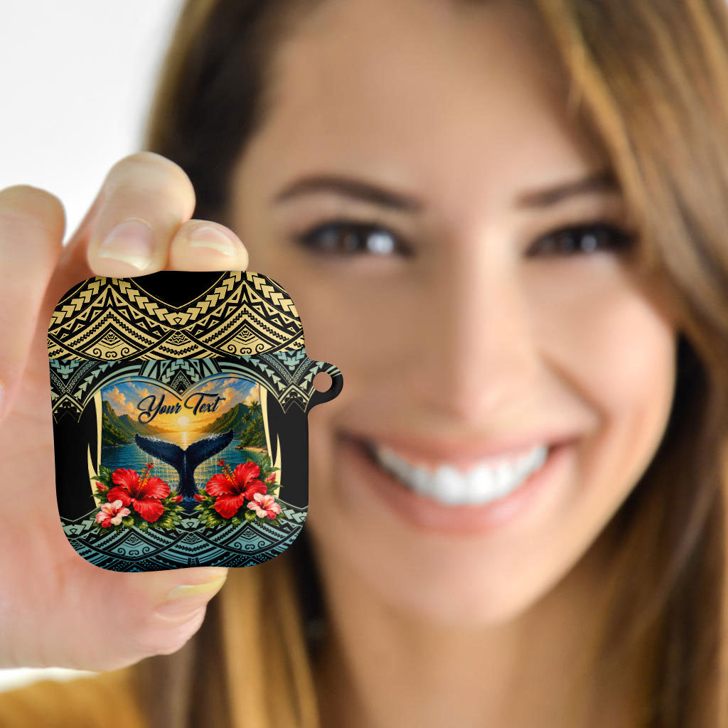 Personalized Masefau American Samoa Whale AirPods Case Polynesian Tribal Pattern Tropical Hibiscus TS04 - Polynesian Pride